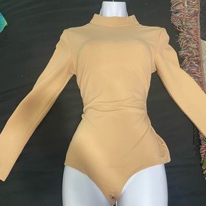 Mock Neck Tan Bodysuit